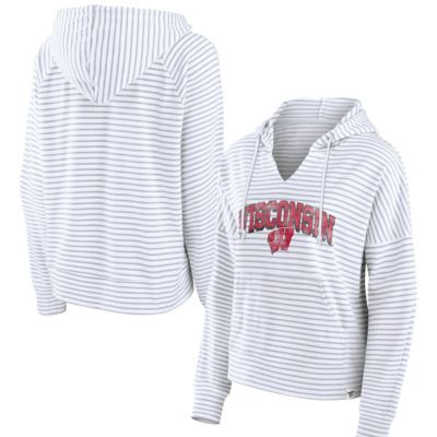 NCAA Fanatics Wisconsin Badgers Striped Notch Neck Pullover Hoodie