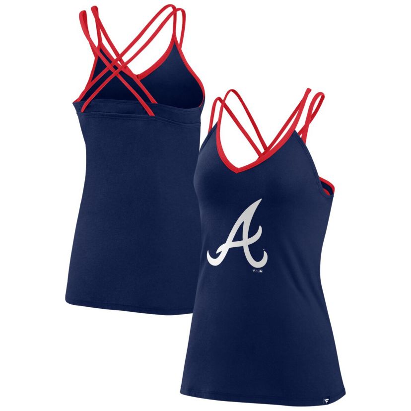 MLB Fanatics Atlanta Braves Barrel It Up Cross Back V-Neck Tank Top