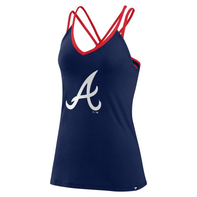 MLB Fanatics Atlanta Braves Barrel It Up Cross Back V-Neck Tank Top
