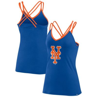 MLB Fanatics New York Mets Barrel It Up Cross Back V-Neck Tank Top