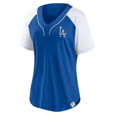 MLB Fanatics Los Angeles Dodgers Bunt Raglan V-Neck T-Shirt