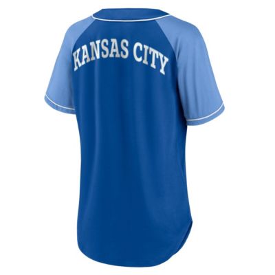 MLB Fanatics Kansas City Royals Bunt Raglan V-Neck T-Shirt