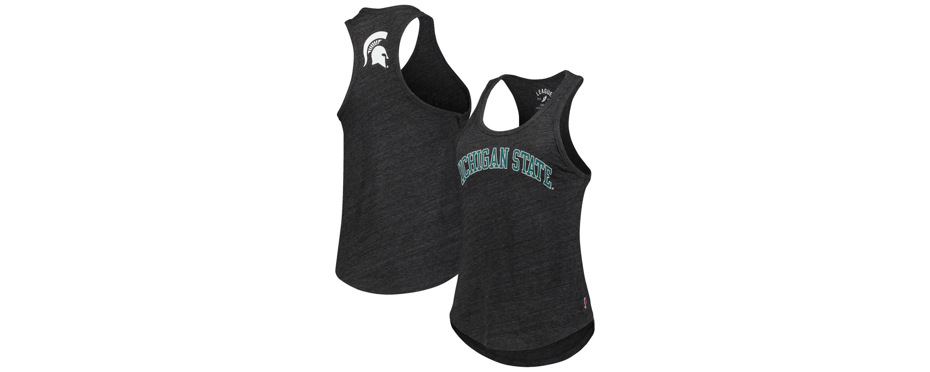 NCAA Michigan State Spartans Two-Hit Intramural Tri-Blend Scoop Neck Racerback Tank Top
