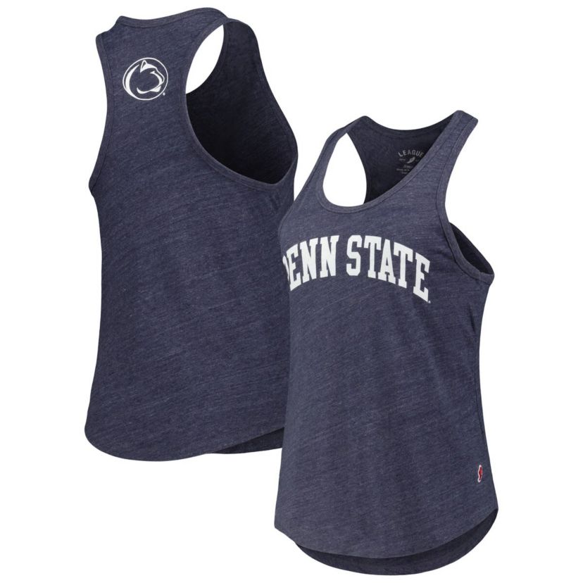 NCAA Heather Penn State Nittany Lions Two-Hit Intramural Tri-Blend Scoop Neck Racerback Tank Top