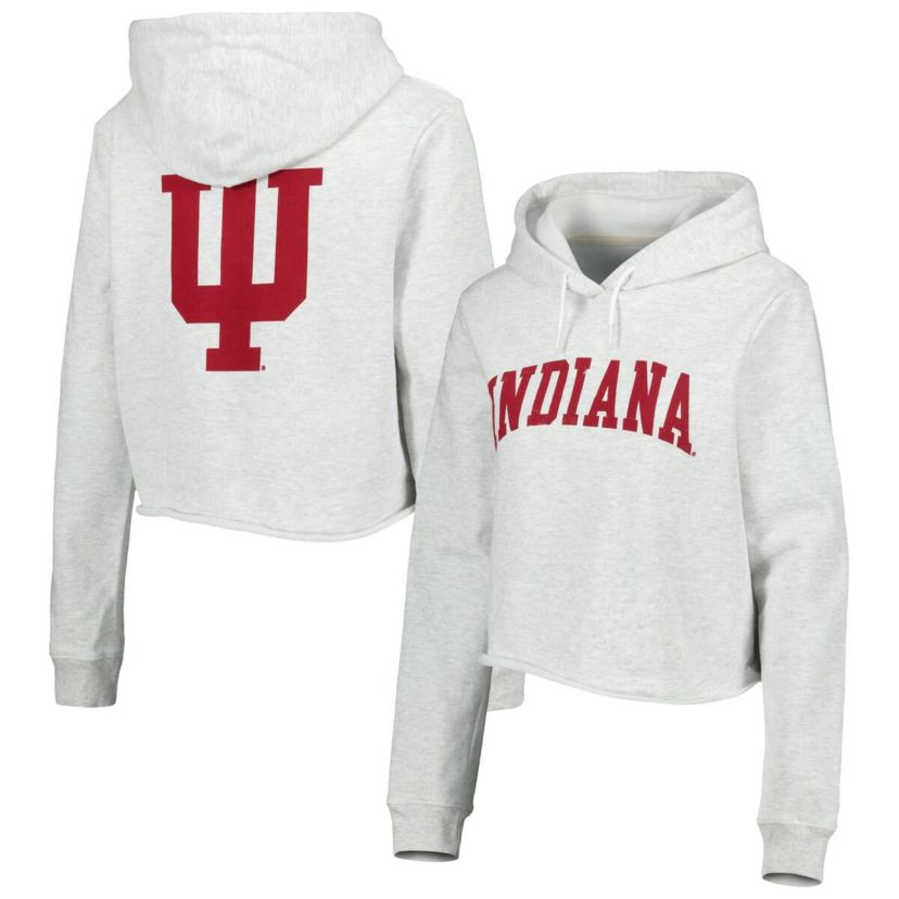 NCAA Indiana Hoosiers 2-Hit 1636 Cropped Pullover Hoodie