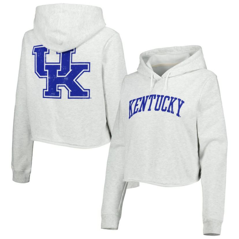 NCAA Kentucky Wildcats 2-Hit 1636 Cropped Pullover Hoodie