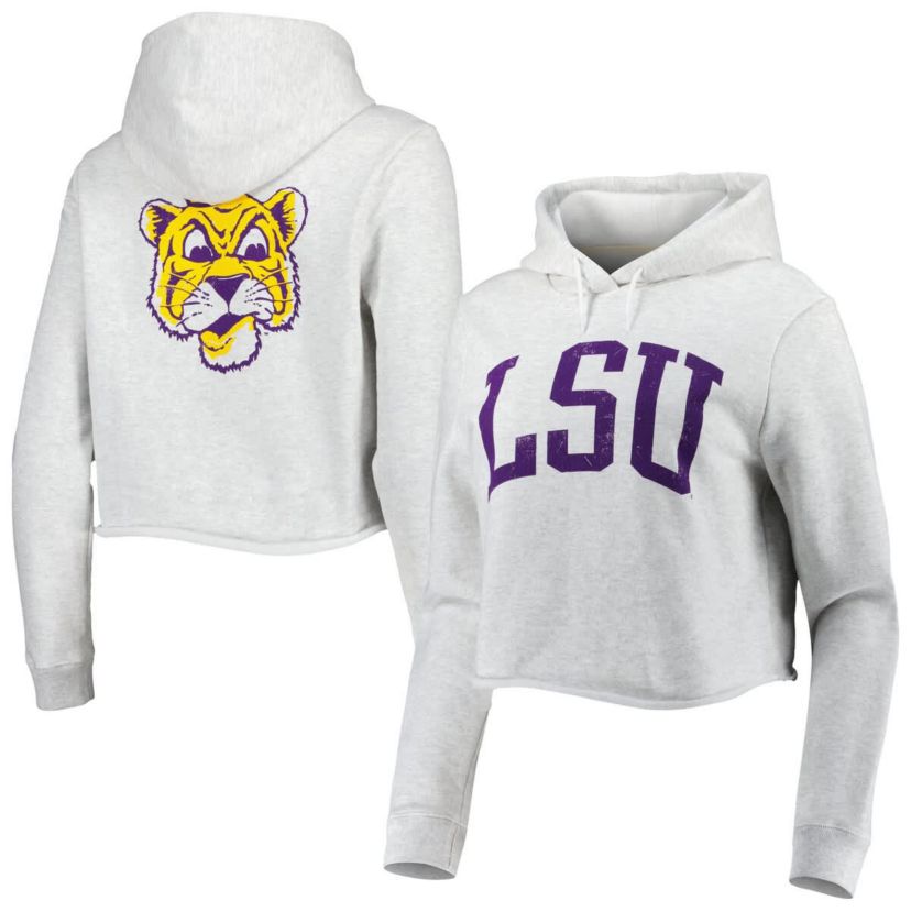 NCAA LSU Tigers 2-Hit 1636 Cropped Pullover Hoodie