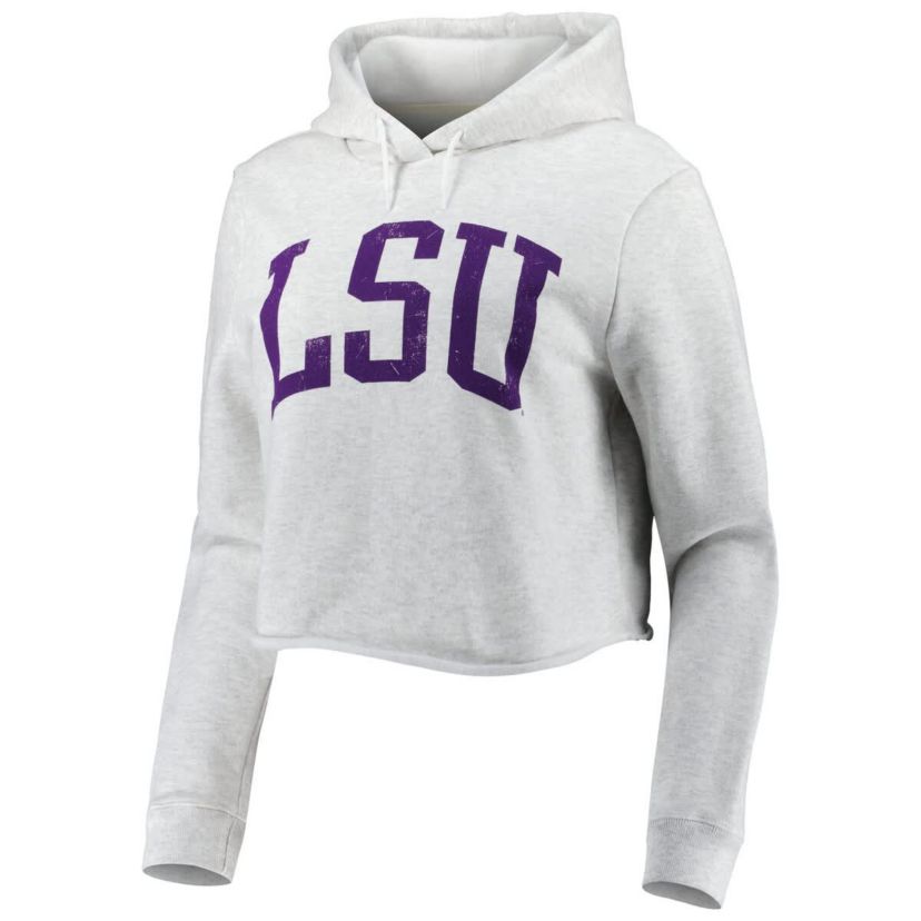 NCAA LSU Tigers 2-Hit 1636 Cropped Pullover Hoodie