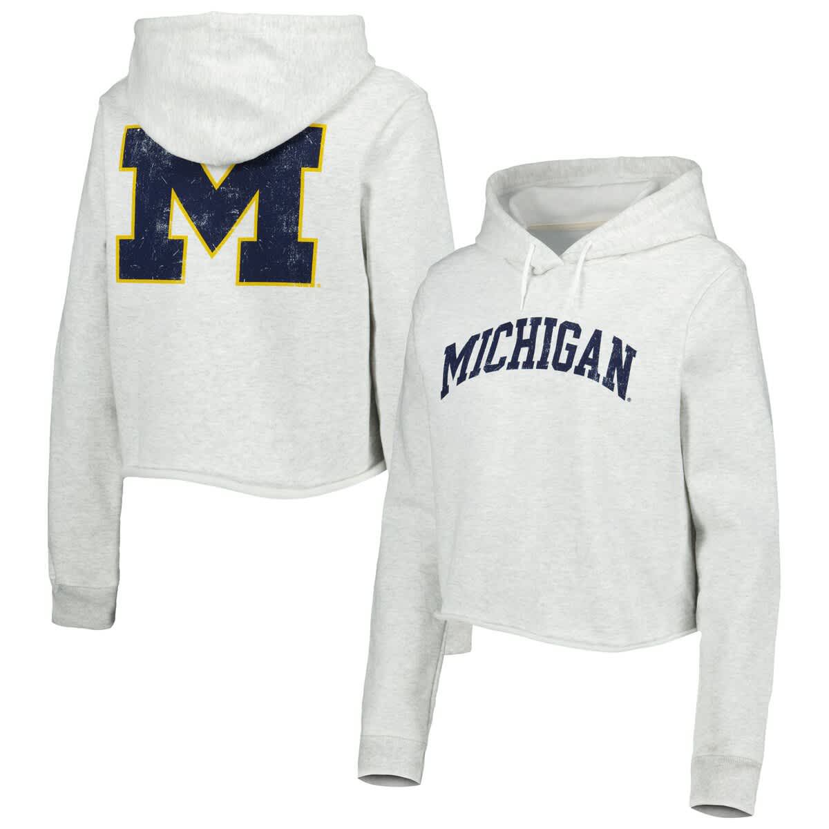 NCAA Michigan Wolverines 2-Hit 1636 Cropped Pullover Hoodie