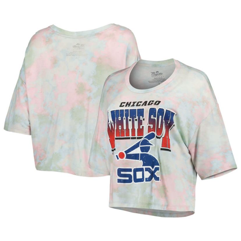 Chicago White Sox MLB Chicago Sox Cooperstown Collection Tie-Dye Boxy Cropped Tri-Blend T-Shirt