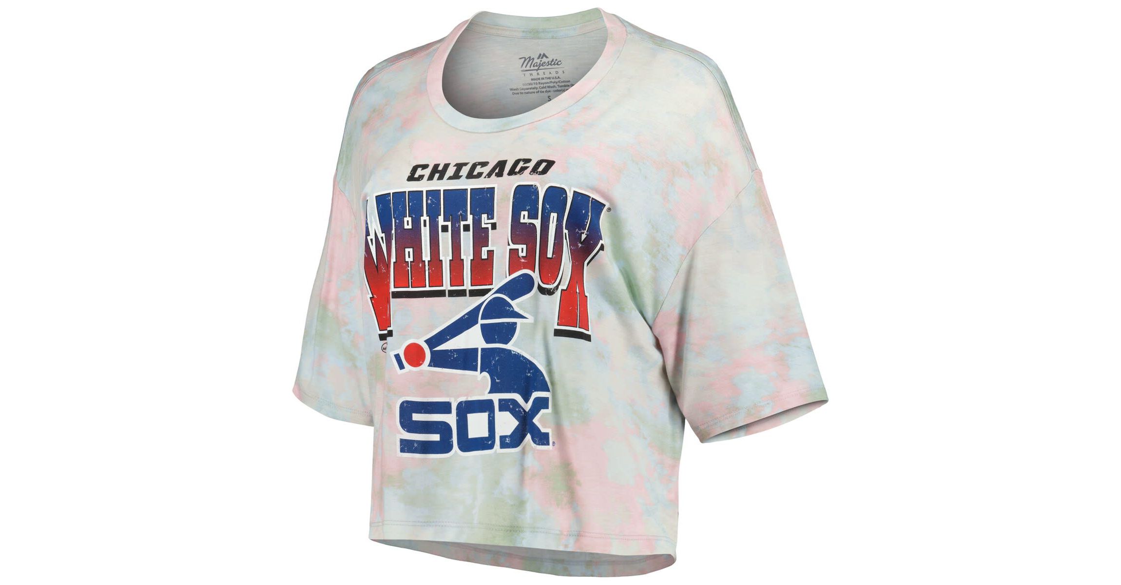 Chicago White Sox MLB Chicago Sox Cooperstown Collection Tie-Dye Boxy Cropped Tri-Blend T-Shirt
