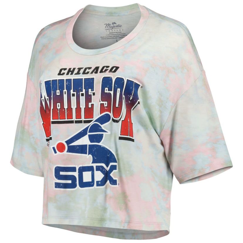 Chicago White Sox MLB Chicago Sox Cooperstown Collection Tie-Dye Boxy Cropped Tri-Blend T-Shirt