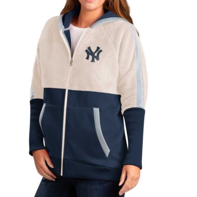 MLB Oatmeal/Navy New York Yankees Shuffle It Raglan Full-Zip Hoodie