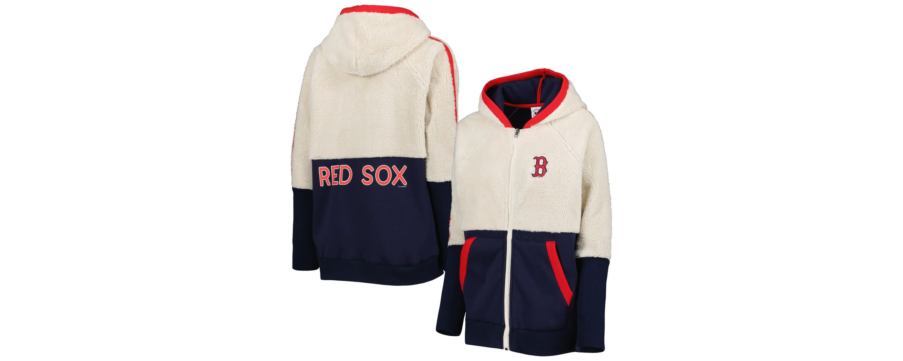 Boston Red Sox MLB Oatmeal/Navy Boston Sox Shuffle It Raglan Full-Zip Hoodie