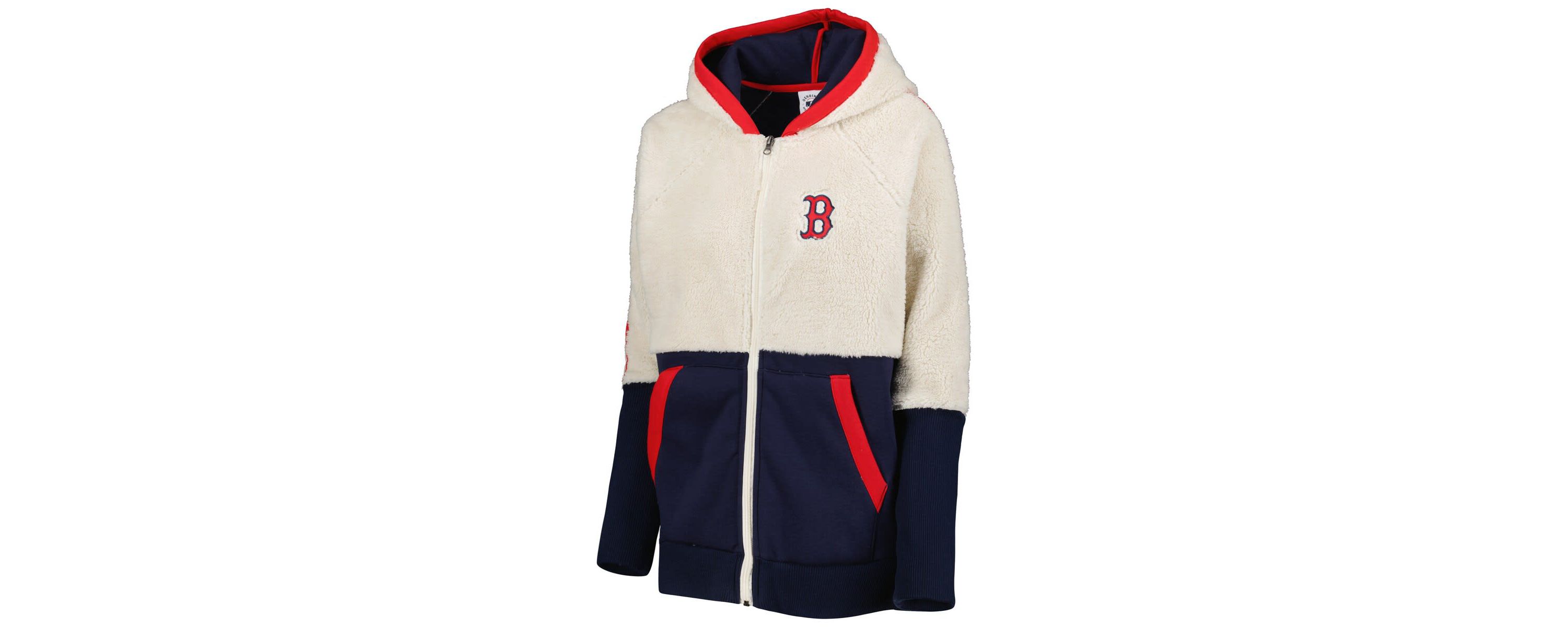 Boston Red Sox MLB Oatmeal/Navy Boston Sox Shuffle It Raglan Full-Zip Hoodie