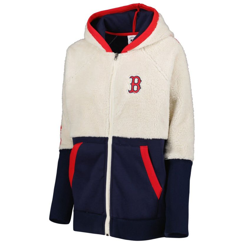 Boston Red Sox MLB Oatmeal/Navy Boston Sox Shuffle It Raglan Full-Zip Hoodie