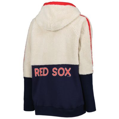 Boston Red Sox MLB Oatmeal/Navy Shuffle It Raglan Full-Zip Hoodie