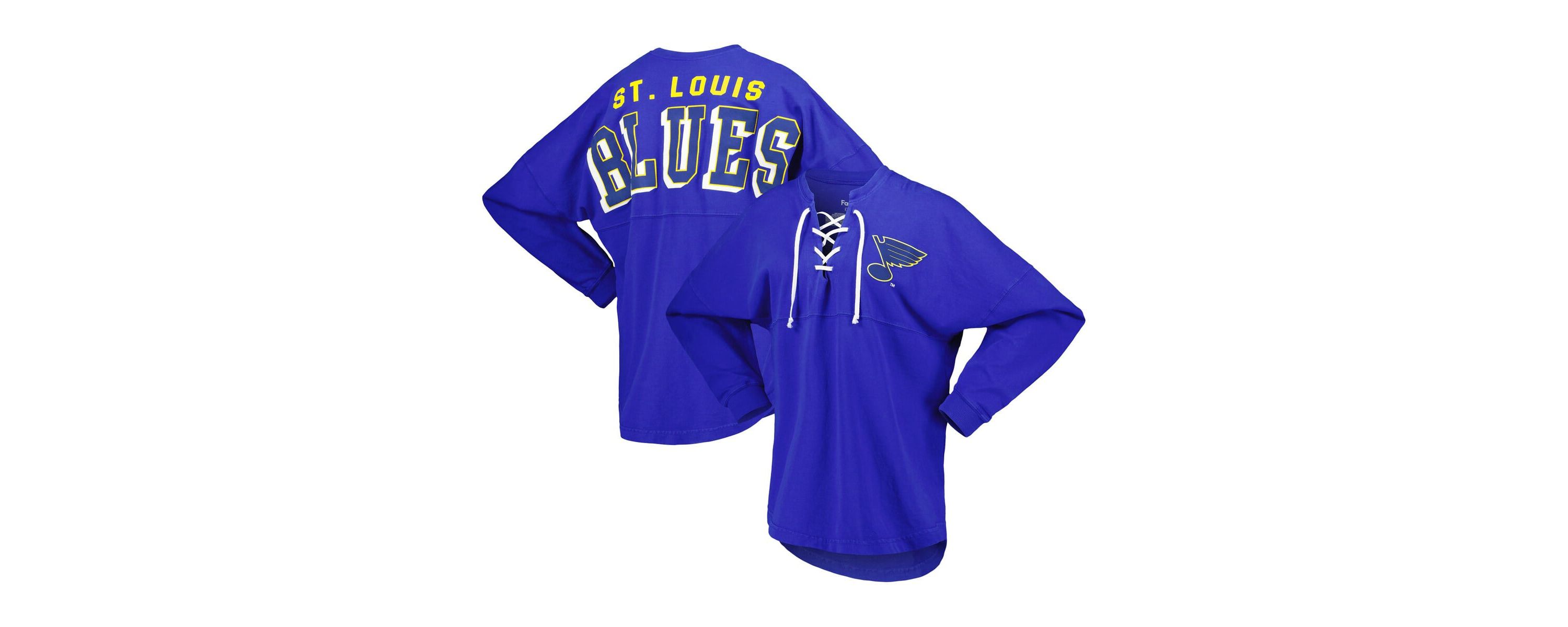 NHL Fanatics St. Louis Blues Spirit Lace-Up V-Neck Long Sleeve Jersey T-Shirt
