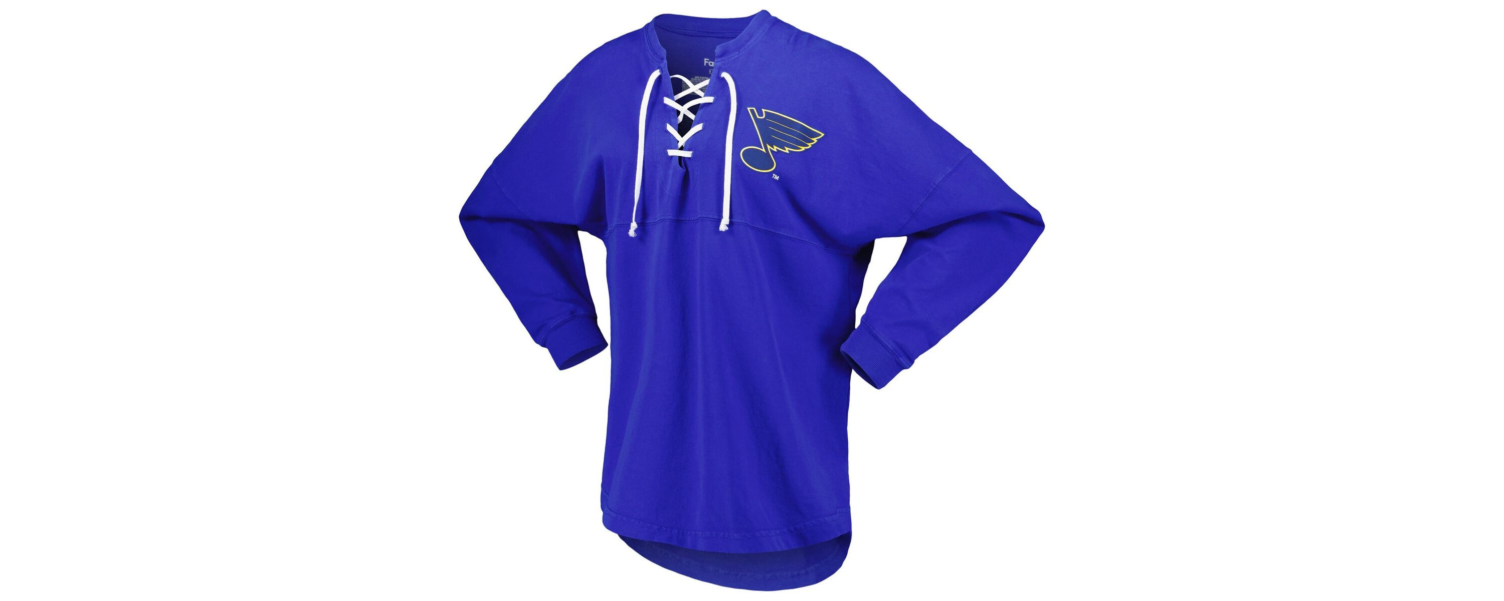 NHL Fanatics St. Louis Blues Spirit Lace-Up V-Neck Long Sleeve Jersey T-Shirt