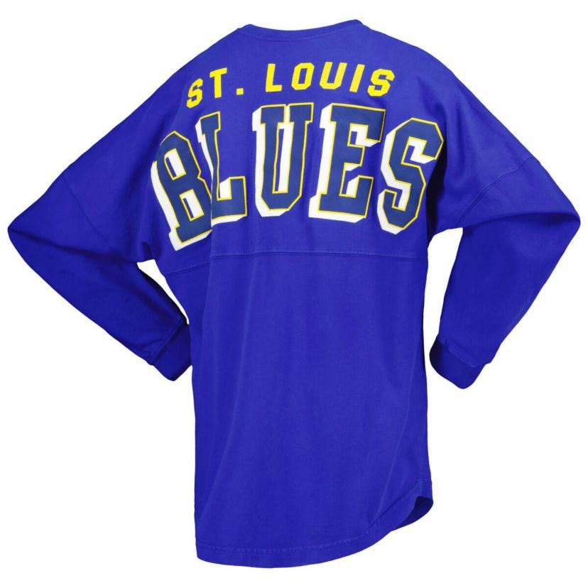 NHL Fanatics St. Louis Blues Spirit Lace-Up V-Neck Long Sleeve Jersey T-Shirt
