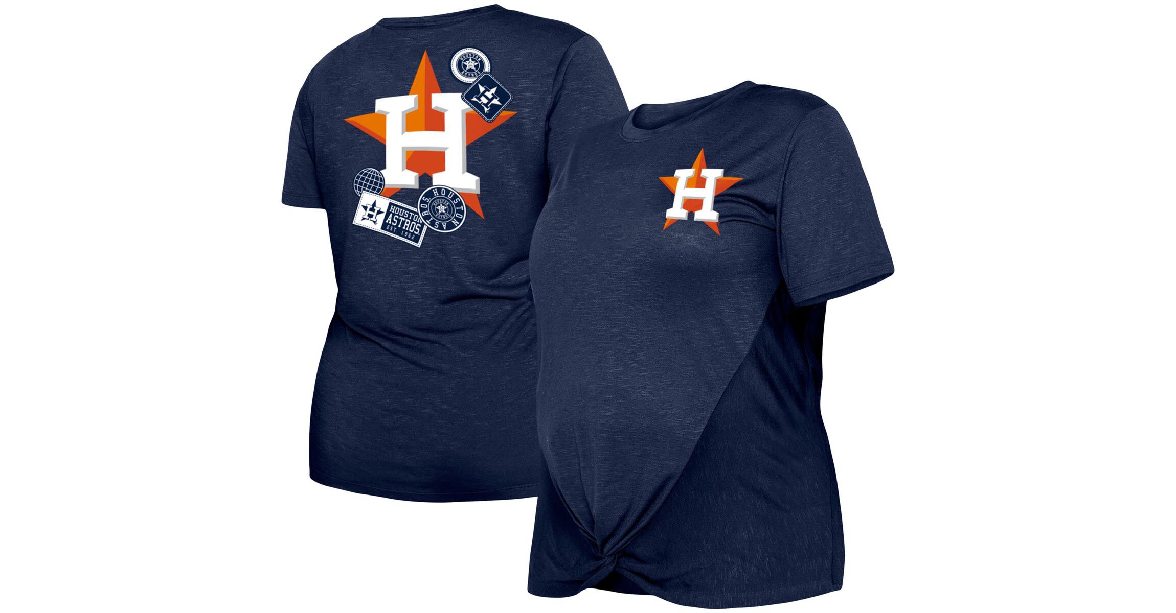 MLB Houston Astros Plus Size Two-Hit Front Knot T-Shirt