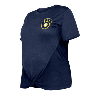 MLB Milwaukee Brewers Plus Size Two-Hit Front Knot T-Shirt