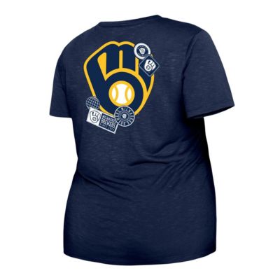 MLB Milwaukee Brewers Plus Size Two-Hit Front Knot T-Shirt