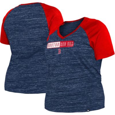 Boston Red Sox MLB Plus Space Dye Raglan V-Neck T-Shirt