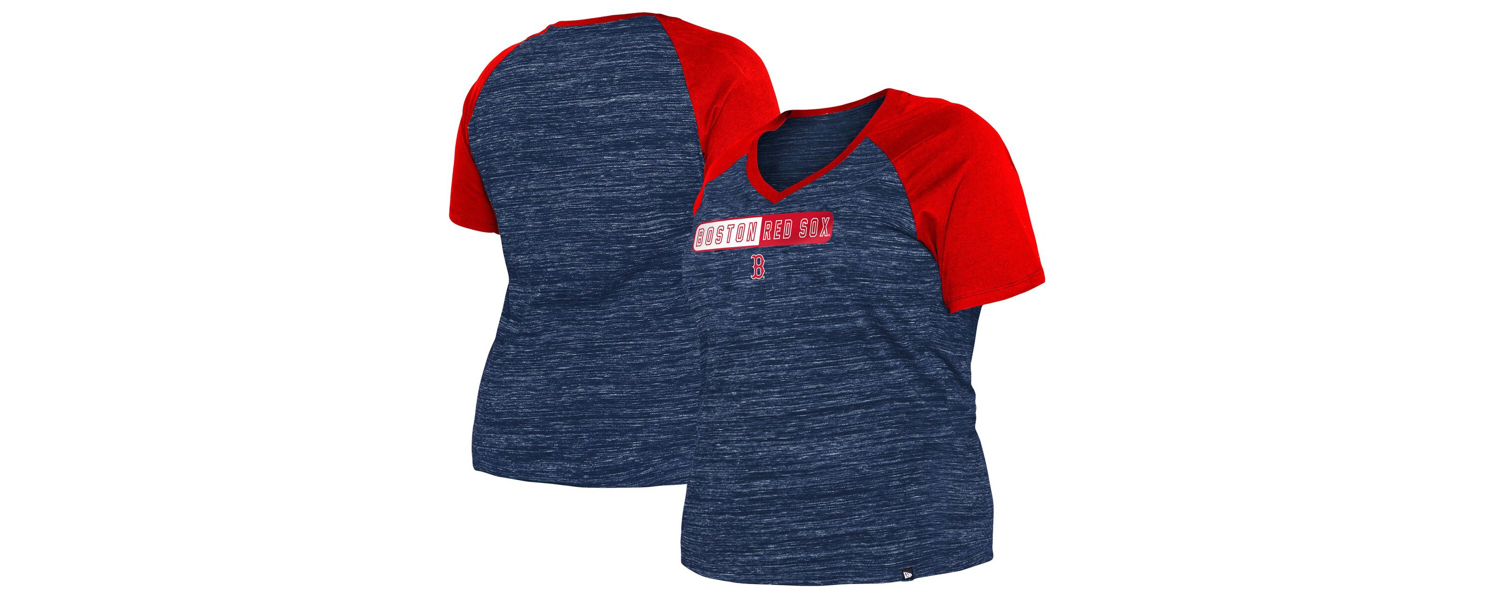 Boston Red Sox MLB Boston Sox Plus Size Space Dye Raglan V-Neck T-Shirt