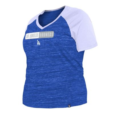 MLB Los Angeles Dodgers Plus Space Dye Raglan V-Neck T-Shirt