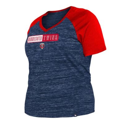 MLB Minnesota Twins Plus Size Space Dye Raglan V-Neck T-Shirt