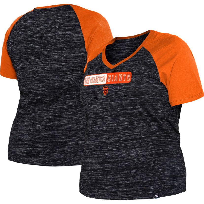 MLB San Francisco Giants Plus Size Space Dye Raglan V-Neck T-Shirt