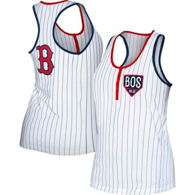 Boston Red Sox MLB Pinstripe Henley Racerback Tank Top