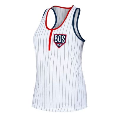 Boston Red Sox MLB Pinstripe Henley Racerback Tank Top