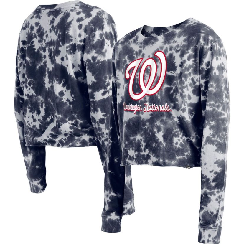 MLB Washington Nationals Tie-Dye Cropped Long Sleeve T-Shirt