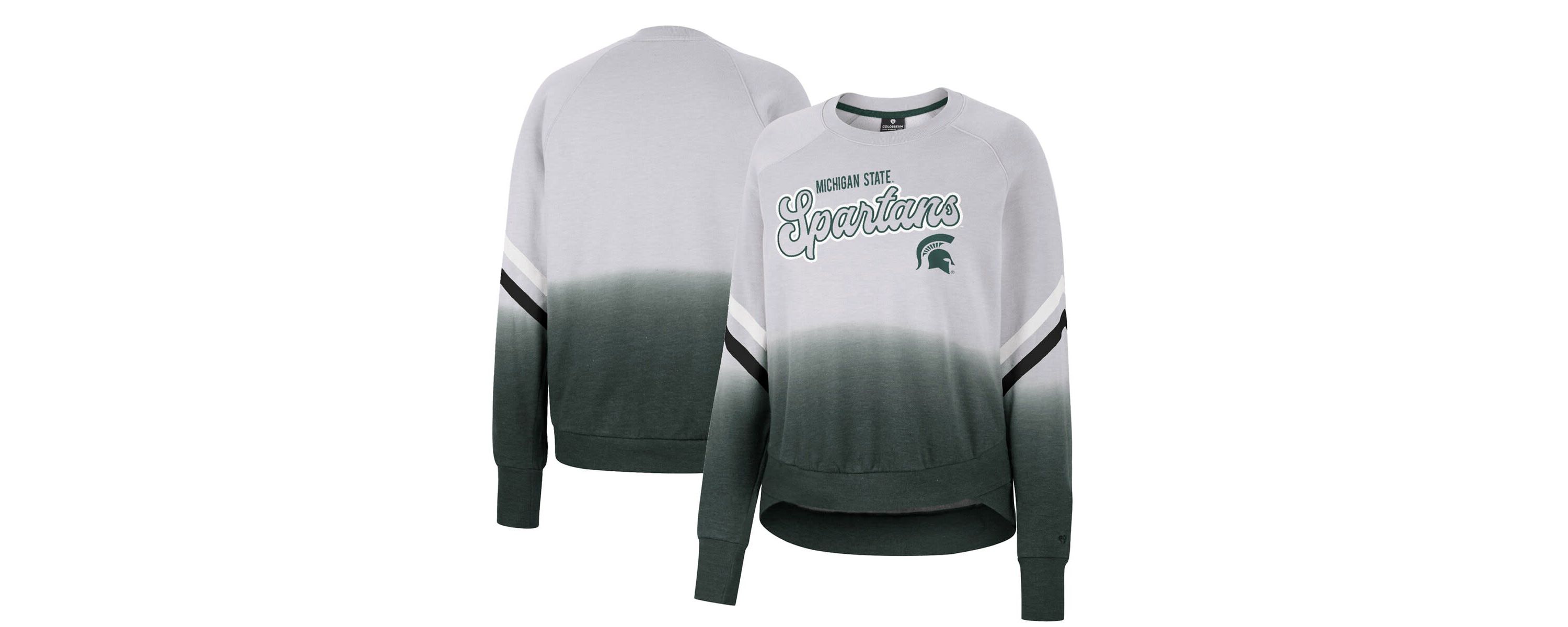 NCAA Michigan State Spartans Cue Cards Dip-Dye Raglan Pullover Sweatshirt
