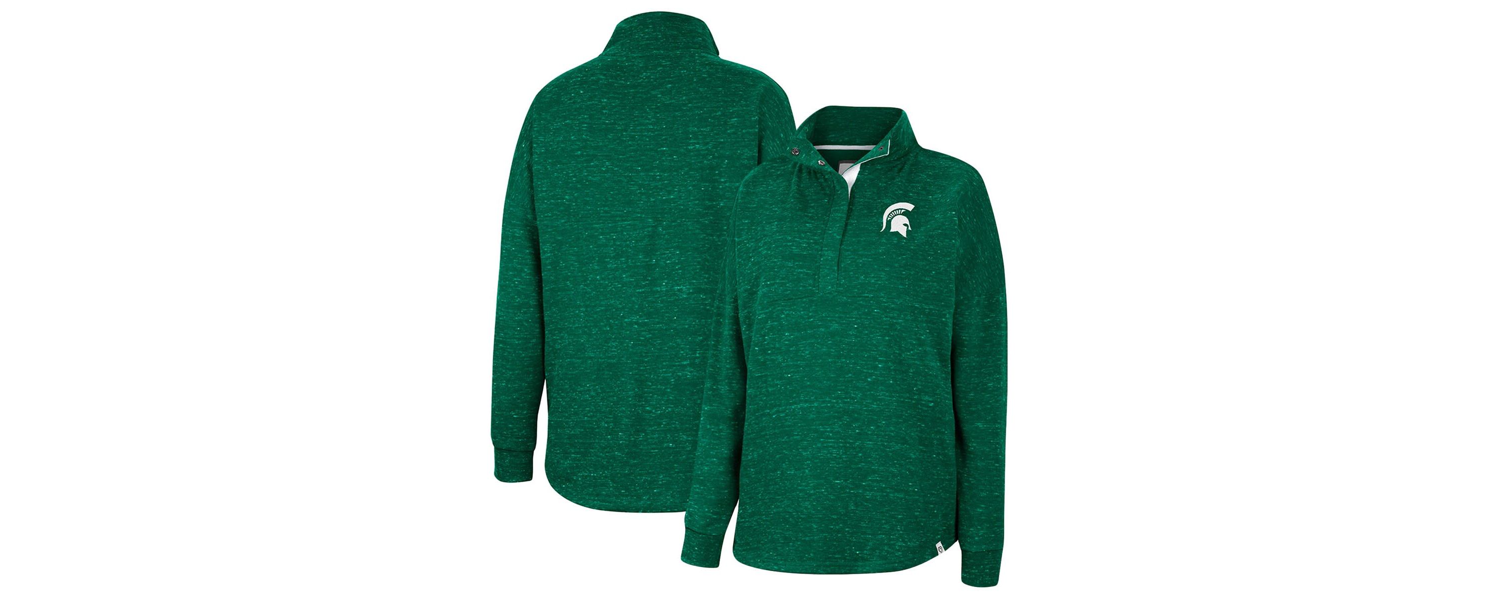 NCAA Michigan State Spartans Natalie Speckled Quarter-Snap Top