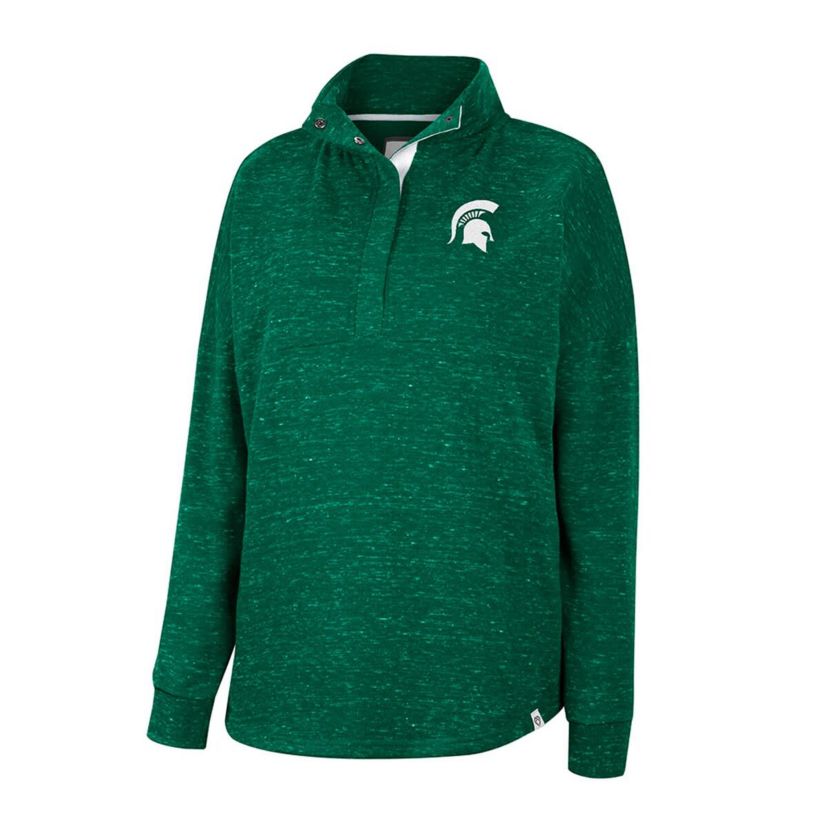 NCAA Michigan State Spartans Natalie Speckled Quarter-Snap Top