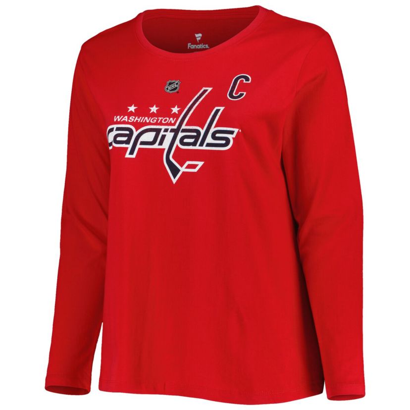 NHL Alexander Ovechkin Washington Capitals Plus Size Distressed Printed Name & Number Long Sleeve T-Shirt