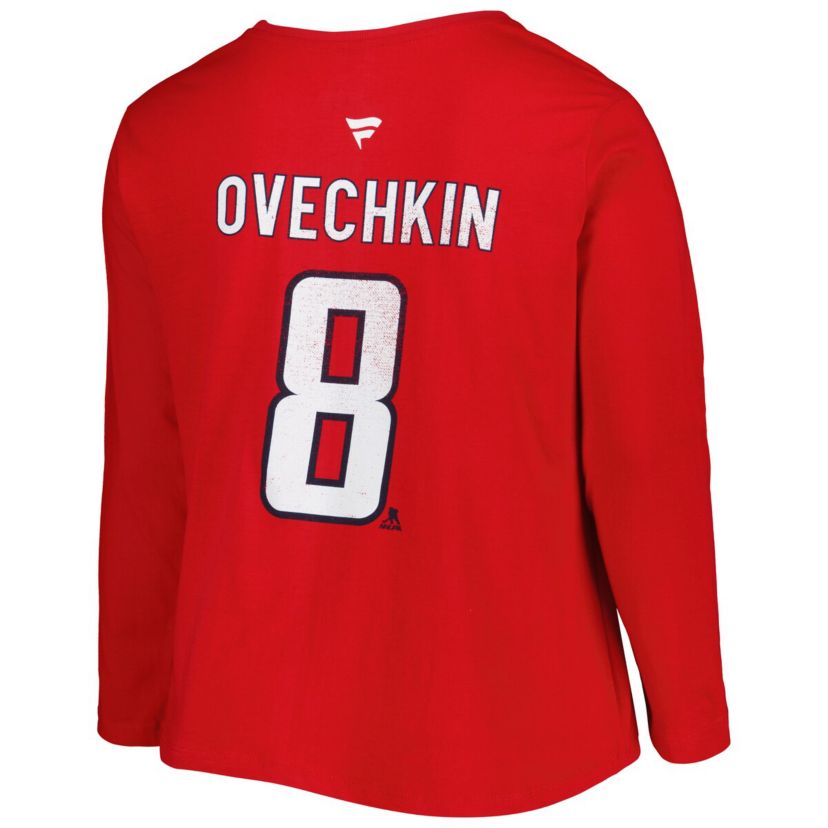 NHL Alexander Ovechkin Washington Capitals Plus Size Distressed Printed Name & Number Long Sleeve T-Shirt