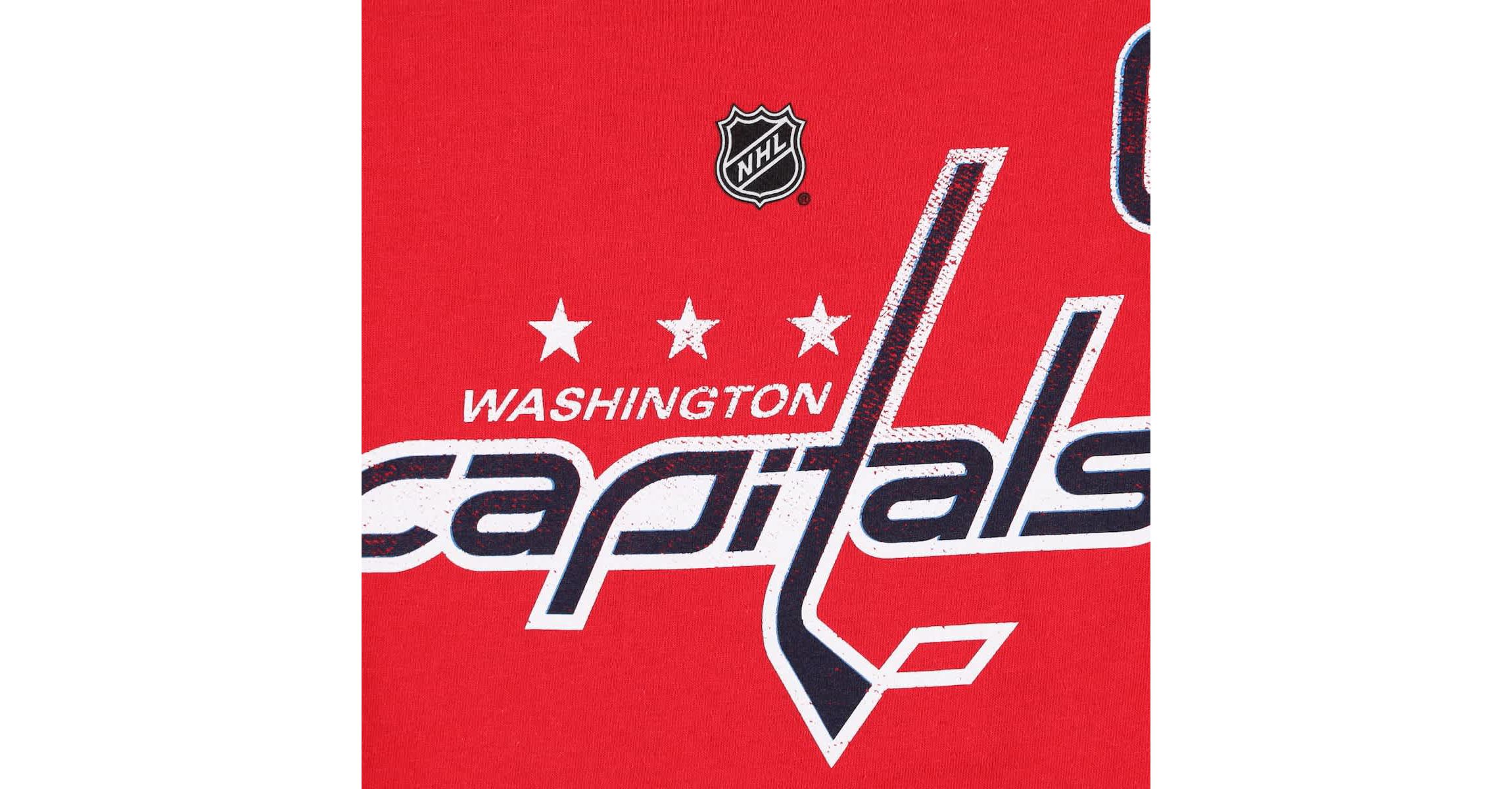 NHL Alexander Ovechkin Washington Capitals Plus Size Distressed Printed Name & Number Long Sleeve T-Shirt