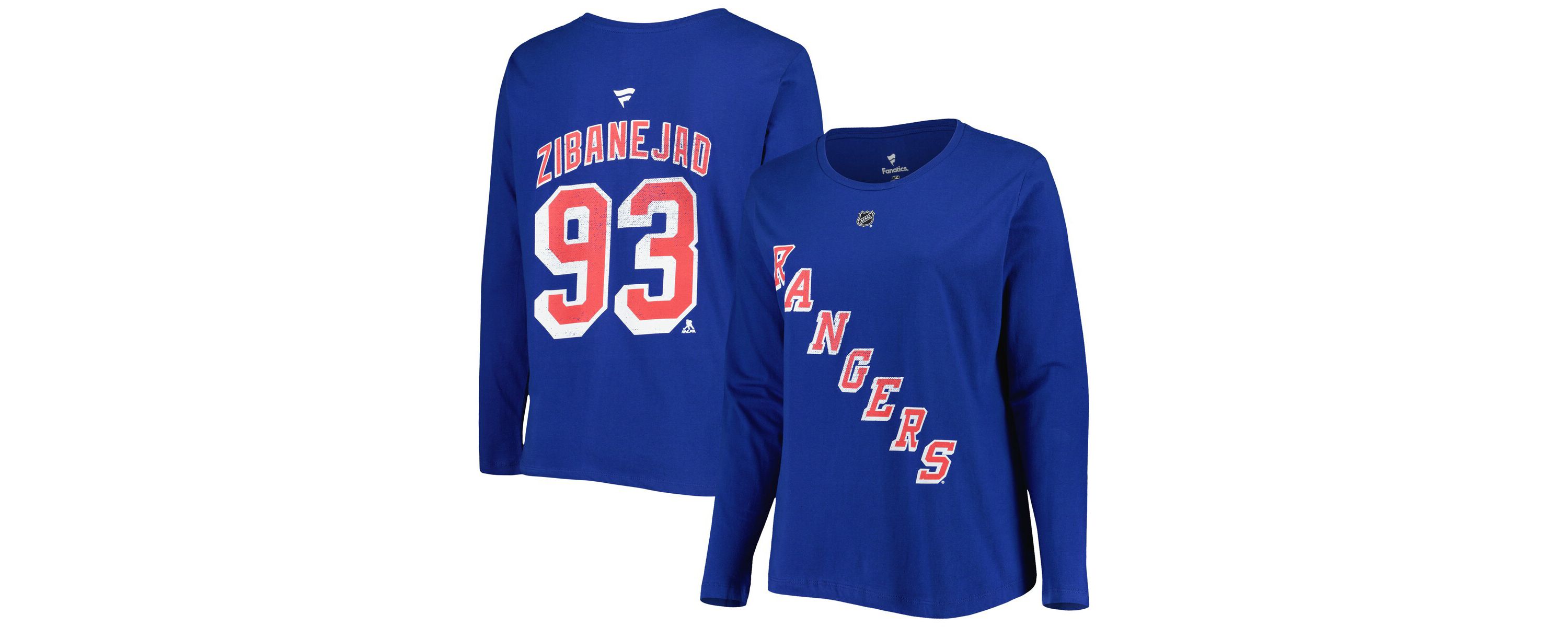 NHL Mika Zibanejad New York Rangers Plus Size Name & Number Long Sleeve T-Shirt