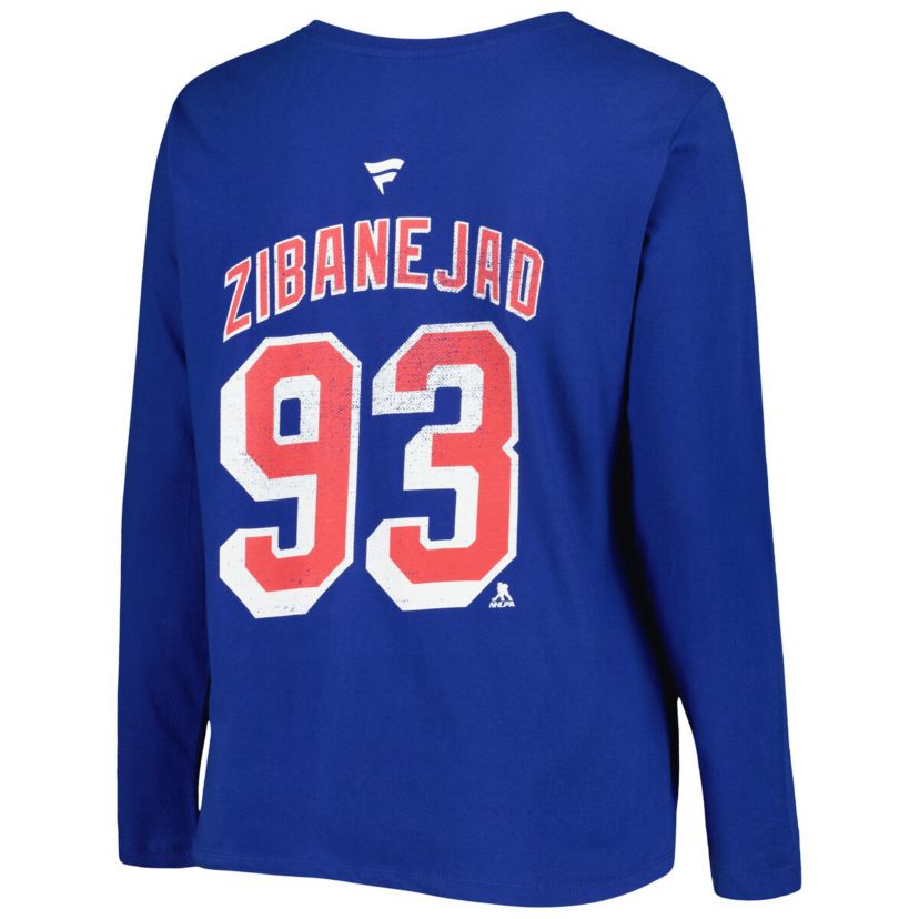 NHL Mika Zibanejad New York Rangers Plus Size Name & Number Long Sleeve T-Shirt