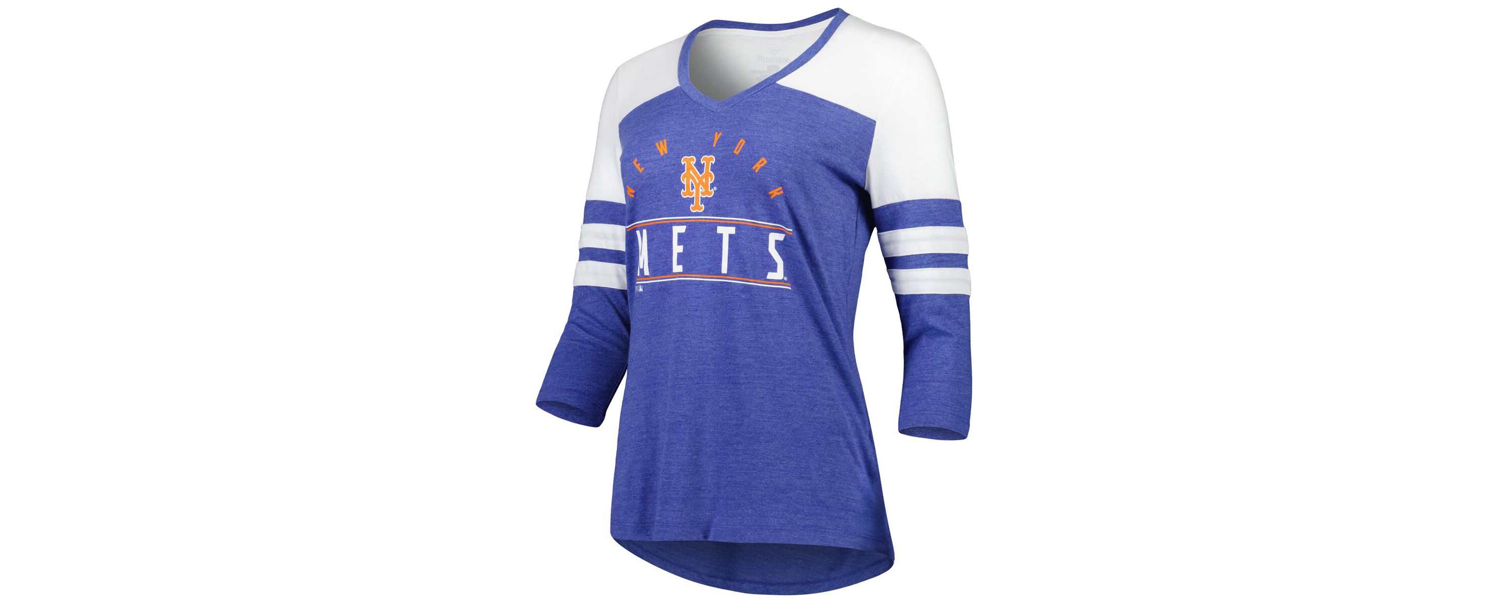 MLB Fanatics New York Mets League Leader Tri-Blend 3/4-Sleeve V-Neck T-Shirt