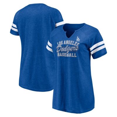 MLB Fanatics Los Angeles Dodgers Quick Out Tri-Blend Raglan Notch Neck T-Shirt