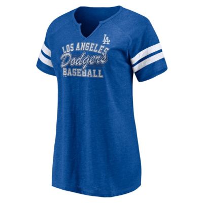 MLB Fanatics Los Angeles Dodgers Quick Out Tri-Blend Raglan Notch Neck T-Shirt
