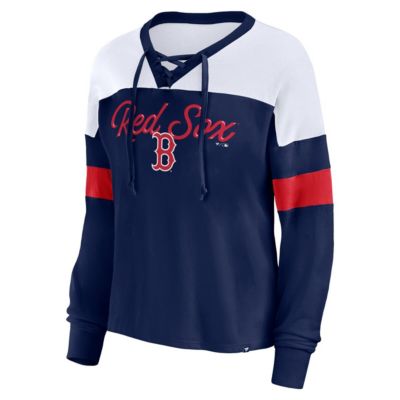 Boston Red Sox MLB Fanatics Even Match Lace-Up Long Sleeve V-Neck T-Shirt