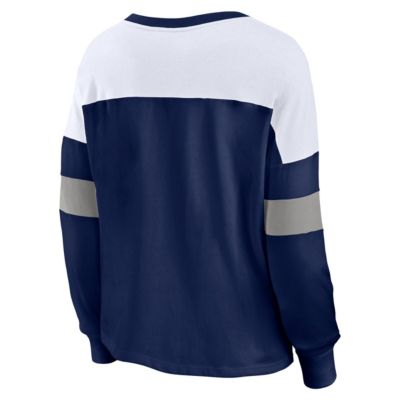 MLB Fanatics Milwaukee Brewers Even Match Lace-Up Long Sleeve V-Neck T-Shirt