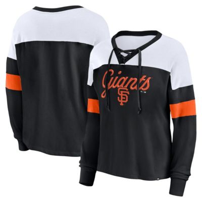 MLB Fanatics San Francisco Giants Even Match Lace-Up Long Sleeve V-Neck T-Shirt