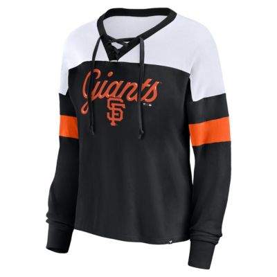 MLB Fanatics San Francisco Giants Even Match Lace-Up Long Sleeve V-Neck T-Shirt